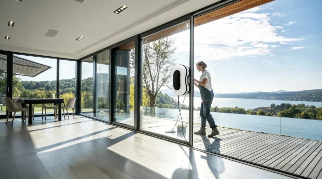 Water-spray window cleaning robot for glass cleaning